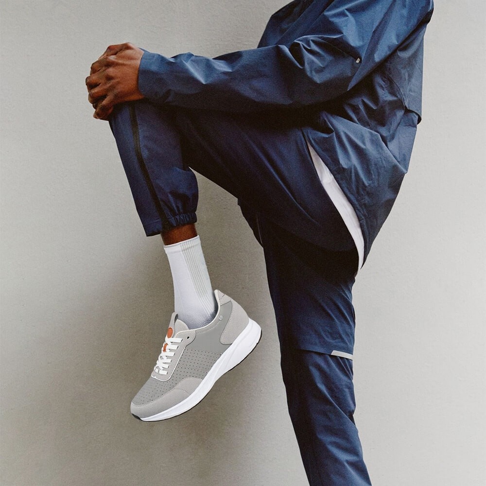 3-inch Gray Suede Lift Sneakers For Men outfit details